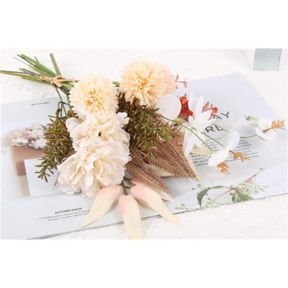 2  Artificial Flowers Bouquet for Silk Flower Arrangements (Champagne) - Picture 4 of 7